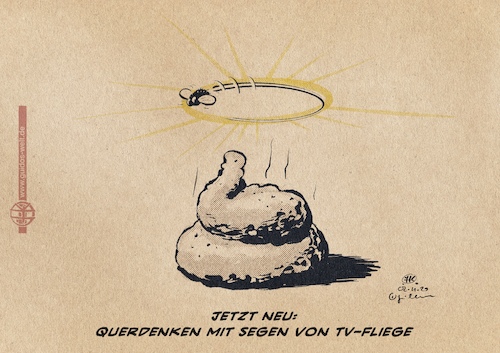 Cartoon: Querdenken jetzt mit Fliege (medium) by Guido Kuehn tagged querdenken,corona,covid,lockdown,fliege,querdenken,corona,covid,lockdown,fliege