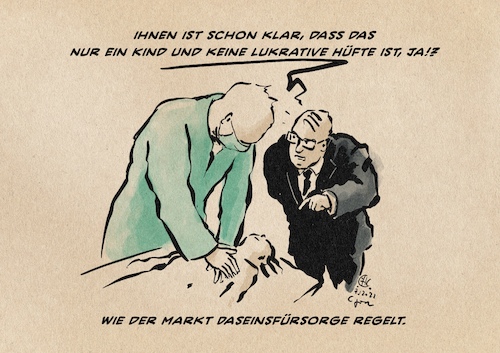 Cartoon: Rentable Daseinsfürsorge (medium) by Guido Kuehn tagged krankenhäuser,rsv,kinder,kliniken,gesindheit,daseinsfürsorge,infrastruktur,gewinne,krankenhäuser,rsv,kinder,kliniken,gesindheit,daseinsfürsorge,infrastruktur,gewinne