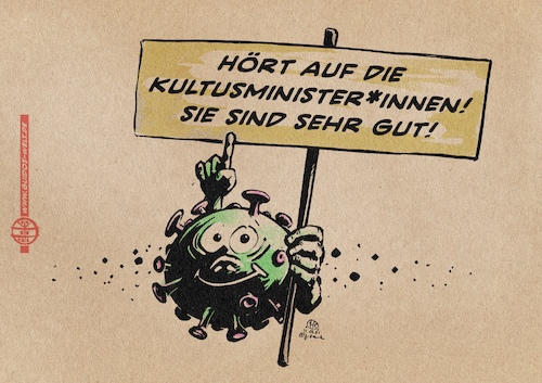 Cartoon: Schulcovid (medium) by Guido Kuehn tagged eisenmann,schulen,covid,corona,öffnungen,eisenmann,schulen,covid,corona,öffnungen