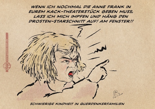 Cartoon: Schwierige Kindheit (medium) by Guido Kuehn tagged anne,frank,querdenker,anne,frank,querdenker
