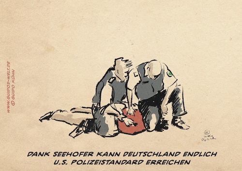 Cartoon: Seehofers Beitrag (medium) by Guido Kuehn tagged polizei,übergriffe,polizei,übergriffe