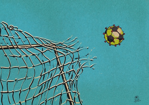 Cartoon: Sieg für Team Delta (medium) by Guido Kuehn tagged europameisterschaft,fußball,covid,delta,variante,europameisterschaft,fußball,covid,delta,variante