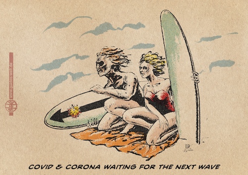 Cartoon: Surfpunks (medium) by Guido Kuehn tagged covid,corona,pandemic,covid,corona,pandemic