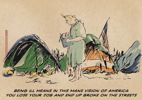 Cartoon: US Covid experience (medium) by Guido Kuehn tagged trump,covid,trump,covid