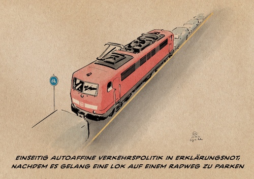 Cartoon: Verkehrspolitische Erklärungsnot (medium) by Guido Kuehn tagged mobilitötswende,mobilitötswende