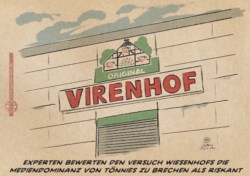 Cartoon: Virenhof (medium) by Guido Kuehn tagged wiesenhof,tönnies,corona,laschet,nrw,wiesenhof,tönnies,corona,laschet,nrw