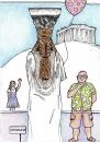 Cartoon: acropolis museum (small) by oursoula tagged acropolis museum marbles caryatis statue ballon