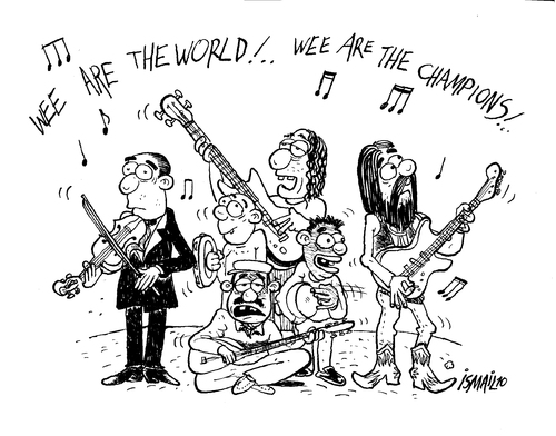 Cartoon: We are the world (medium) by ismailozmen tagged music,ismail,özmen