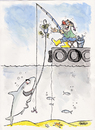 Cartoon: The fisherman (small) by ismailozmen tagged fish sea shark fisherman