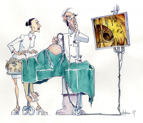 Cartoon: Tropfstein (medium) by Jörg Halsema tagged medicine,arzt,koloskopie,op,untersuchung