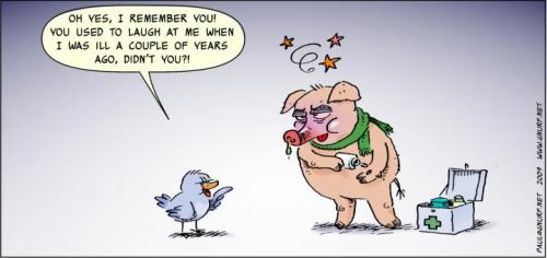 Cartoon: Swine Flu (medium) by gnurf tagged swine,flu,bird,medicine,sick,illness