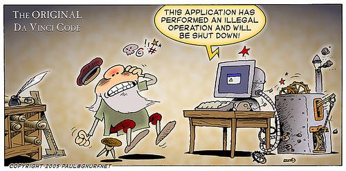 Cartoon: The ORIGINAL Da Vinci Code (medium) by gnurf tagged da,vinci,code,pc,error,crash