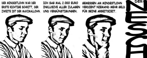 Cartoon: Mindestlohn Maximallohn (medium) by DER NESCH tagged mindestlohn,maximallohn,euro,politik,geld,verdienen,verdienst,netto,arbeit,arbeitszeit,nesch,thorsten,sozial,gerecht,gesellschaft,deutschland,einkommen,arbeitsentgelt