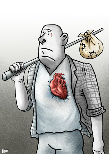 Cartoon: Immigrants heart (medium) by miguelmorales tagged immigrants,feelings,sorrow,migration,borders,family,immigrants,feelings,sorrow,migration,borders,family