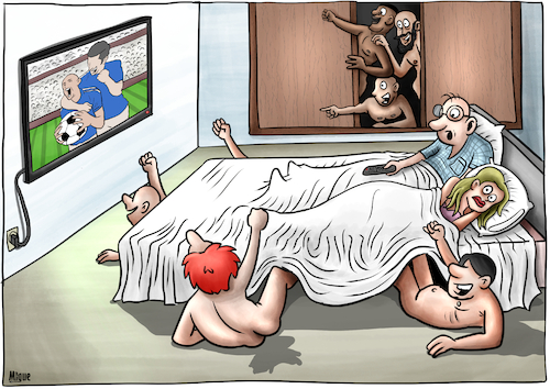 Infidelity in times of football By miguelmorales | Sports Cartoon | TOONPOOL