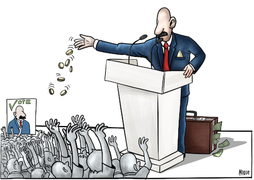 Cartoon: Politicians and policies (medium) by miguelmorales tagged politicians,policies,corruption,government,elections,politicians,policies,corruption,government,elections