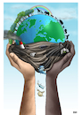 Cartoon: Save the planet (small) by miguelmorales tagged planet,earth,climate,change,save,gaia,together