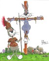 Cartoon: Hot cross bunny (small) by campbell tagged black humour easter rabbit romans