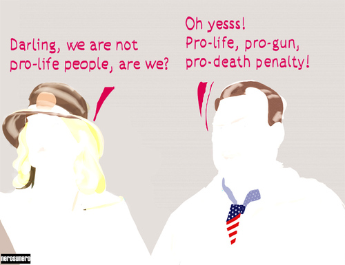 Cartoon: A Pro-Life Pro-File (medium) by nerosunero tagged abortion,prolife,gun,death,penalty,fundamentalist,pro