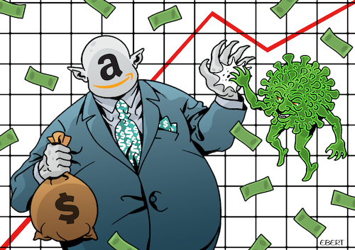 Amazon and COVID-19 By Enrico Bertuccioli | Business Cartoon | TOONPOOL