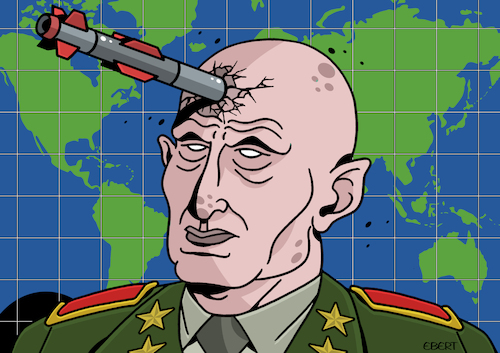 Cartoon: Fixed idea of the warmonger (medium) by Enrico Bertuccioli tagged warmonger,war,crisis,military,weapons,destruction,army,world,global,political,idea,warmonger,war,crisis,military,weapons,destruction,army,world,global,political,idea