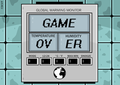 Cartoon: Monitoring Earth temperature (medium) by Enrico Bertuccioli tagged globalwarming,climatechange,environment,weather,extremeweather,climate,earth,planetearth,bolilingpoint,thermometer,temperature,heatwaves,politicalcartoon,politicalcartoons,political,editorialcartoon,globalwarming,climatechange,environment,weather,extremeweather,climate,earth,planetearth,bolilingpoint,thermometer,temperature,heatwaves,politicalcartoon,politicalcartoons,political,editorialcartoon