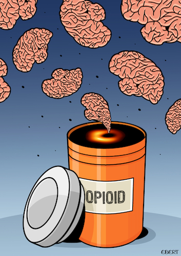 Opioids addiction By Enrico Bertuccioli | Philosophy Cartoon | TOONPOOL