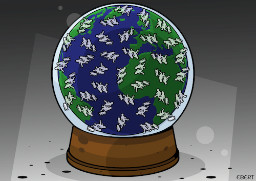 Refugees snow globe