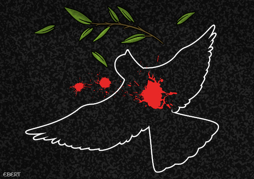 Cartoon: The dead Peace Dove (medium) by Enrico Bertuccioli tagged palestine,israel,crisis,war,violence,government,occupation,security,peace,dove,muslim,jews,arab,hamas,political,victims,gaza,terrorism,people,crime,jerusalem,middleeast,settlements,life,death,palestine,israel,crisis,war,violence,government,occupation,security,peace,dove,muslim,jews,arab,hamas,political,victims,gaza,terrorism,people,crime,jerusalem,middleeast,settlements,life,death