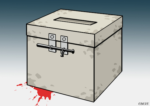 Cartoon: The dictator ballot box (medium) by Enrico Bertuccioli tagged vote,elections,political,dictatorship,dictator,autocrat,authoritarianism,leadership,government,democracy,power,control,abuse,repression,society,voters,ballot,ballotbox,baton,vote,elections,political,dictatorship,dictator,autocrat,authoritarianism,leadership,government,democracy,power,control,abuse,repression,society,voters,ballot,ballotbox,baton