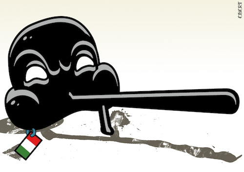 Cartoon: The mask of repression (medium) by Enrico Bertuccioli tagged meloni,giorgiameloni,rightwing,fratelliditalia,repression,policerepression,rightwingextremists,freedomofexpression,populism,rightwingpopulism,intolerance,italiangovernment,sovereignism,protests,farright,italy,masks,political,politicalcartoon,politicalcartoons,editorialcartoon,meloni,giorgiameloni,rightwing,fratelliditalia,repression,policerepression,rightwingextremists,freedomofexpression,populism,rightwingpopulism,intolerance,italiangovernment,sovereignism,protests,farright,italy,masks,political,politicalcartoon,politicalcartoons,editorialcartoon