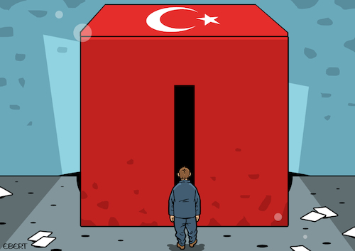 Cartoon: Turkish elections uncertainty (medium) by Enrico Bertuccioli tagged turkey,turkishelections,electionsrunoff,runoff,political,parliamentaryelections,erdogan,kilicdaroglu,democracy,authoritarianism,dictatorship,extremism,oppositionparties,minority,freedomofspeech,turkey,turkishelections,electionsrunoff,runoff,political,parliamentaryelections,erdogan,kilicdaroglu,democracy,authoritarianism,dictatorship,extremism,oppositionparties,minority,freedomofspeech