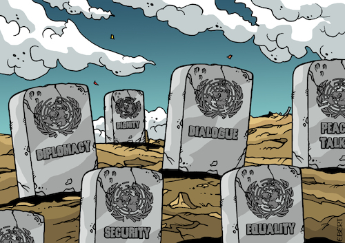 Cartoon: UN cemetery (medium) by Enrico Bertuccioli tagged unitednations,un,war,worldwar,dialogue,peace,peacetalks,diplomacy,worldcrisis,political,politicalcartoon,politicalcartoons,editorialcartoon,unitednations,un,war,worldwar,dialogue,peace,peacetalks,diplomacy,worldcrisis,political,politicalcartoon,politicalcartoons,editorialcartoon