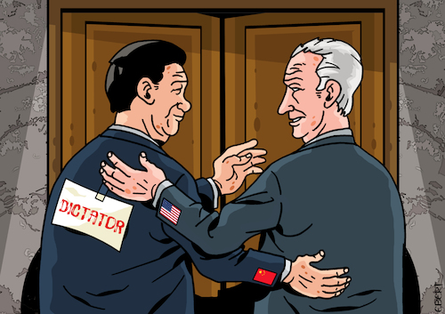 Cartoon: US vs China (medium) by Enrico Bertuccioli tagged us,usa,china,xijinping,joebiden,biden,relationship,dictatorship,economy,money,business,commerce,war,detente,political,politicalcartoon,editorialcartoon,us,usa,china,xijinping,joebiden,biden,relationship,economy,money,business,commerce,war,detente,political,politicalcartoon,editorialcartoon