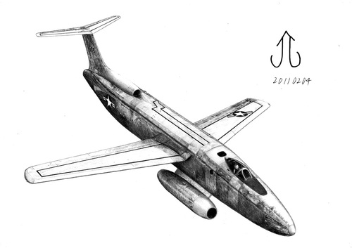 Cartoon: Martin XB-51 prototype bomber!! (medium) by Teruo Arima tagged aircraft,airplane,military,war,bomber,plane
