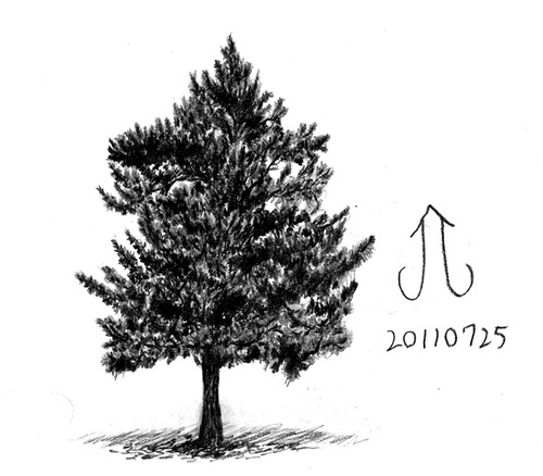 Cartoon: Tree (medium) by Teruo Arima tagged tree,plant,chinko,manko,three