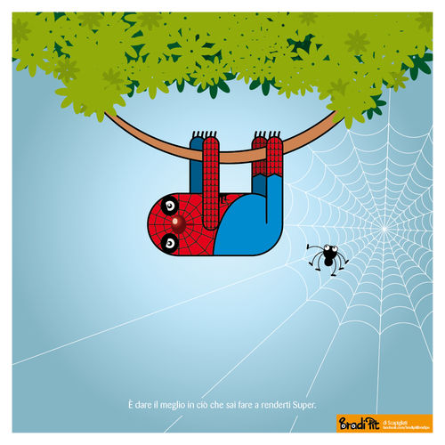 Cartoon: Spider Bradi Pit (medium) by Giuseppe Scapigliati tagged bradi,pit,bradipo,sloth,lentezza,amore,spiderman