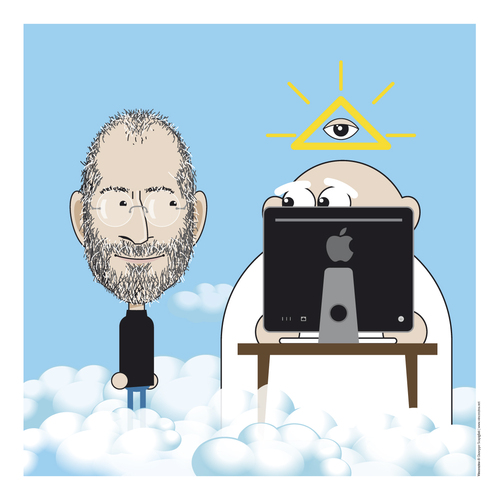 Cartoon: Steve Jobs (medium) by Giuseppe Scapigliati tagged apple,mac,jobs,steve,computer