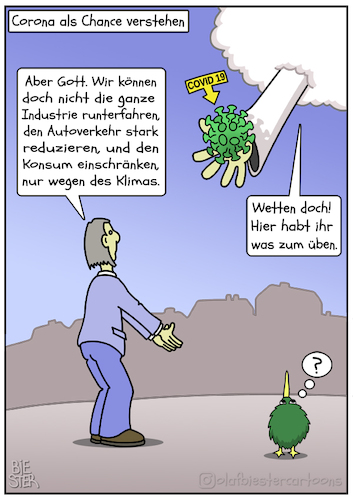 Cartoon: Aber Gott (medium) by Olaf Biester tagged corona