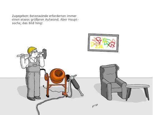 Cartoon: Bild hängt! (medium) by Birtoon tagged handwerker,heimwerker