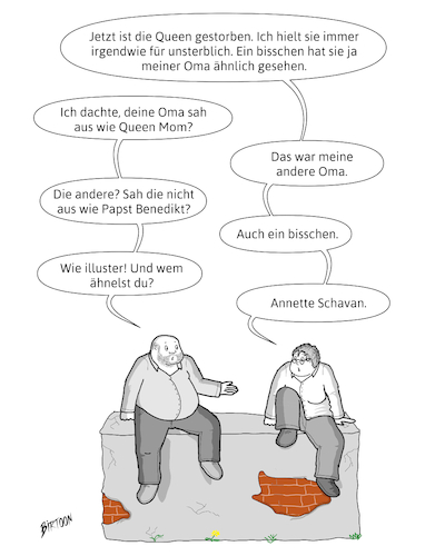 Cartoon: Die Queen ist tot (medium) by Birtoon tagged gedanken,zum,tode,der,queen