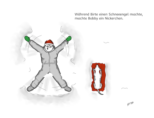 Cartoon: Schneeengel (medium) by Birtoon tagged schneeengel