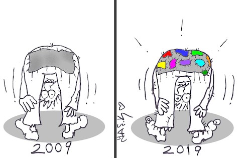 Cartoon: 10 Year Challenge (medium) by yasar kemal turan tagged 10,year,challenge