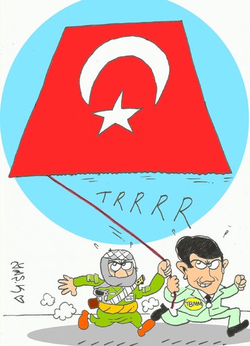 Cartoon: alliance (medium) by yasar kemal turan tagged mekap,terrorism,tbmm,alliance,pkk,bdp,turkey