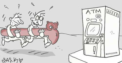 Cartoon: atm (medium) by yasar kemal turan tagged atm