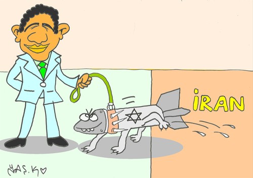 Cartoon: attack (medium) by yasar kemal turan tagged attack,usa,iran,israel,weapons,barack,obama