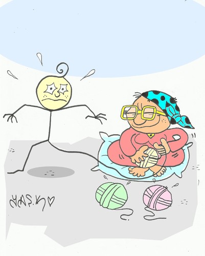 Cartoon: back to top (medium) by yasar kemal turan tagged love,yarn,man,line,top,to,back