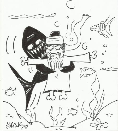 Cartoon: bin laden jaws titanic (medium) by yasar kemal turan tagged laden,bin,osama,titanic