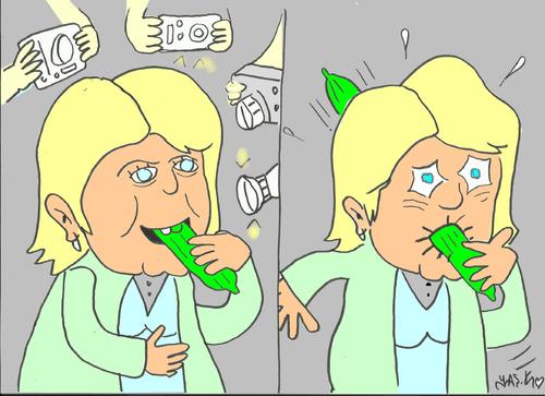 Cartoon: clara aguilera (medium) by yasar kemal turan tagged dangerous,loneliness,insidious,enemy,salat,secure,cucumber,ehec,aguilera,clara