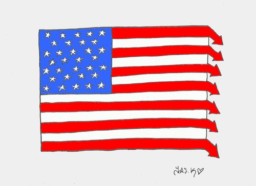 Cartoon: crisis (medium) by yasar kemal turan tagged finance,economy,america,us,crisis,flag